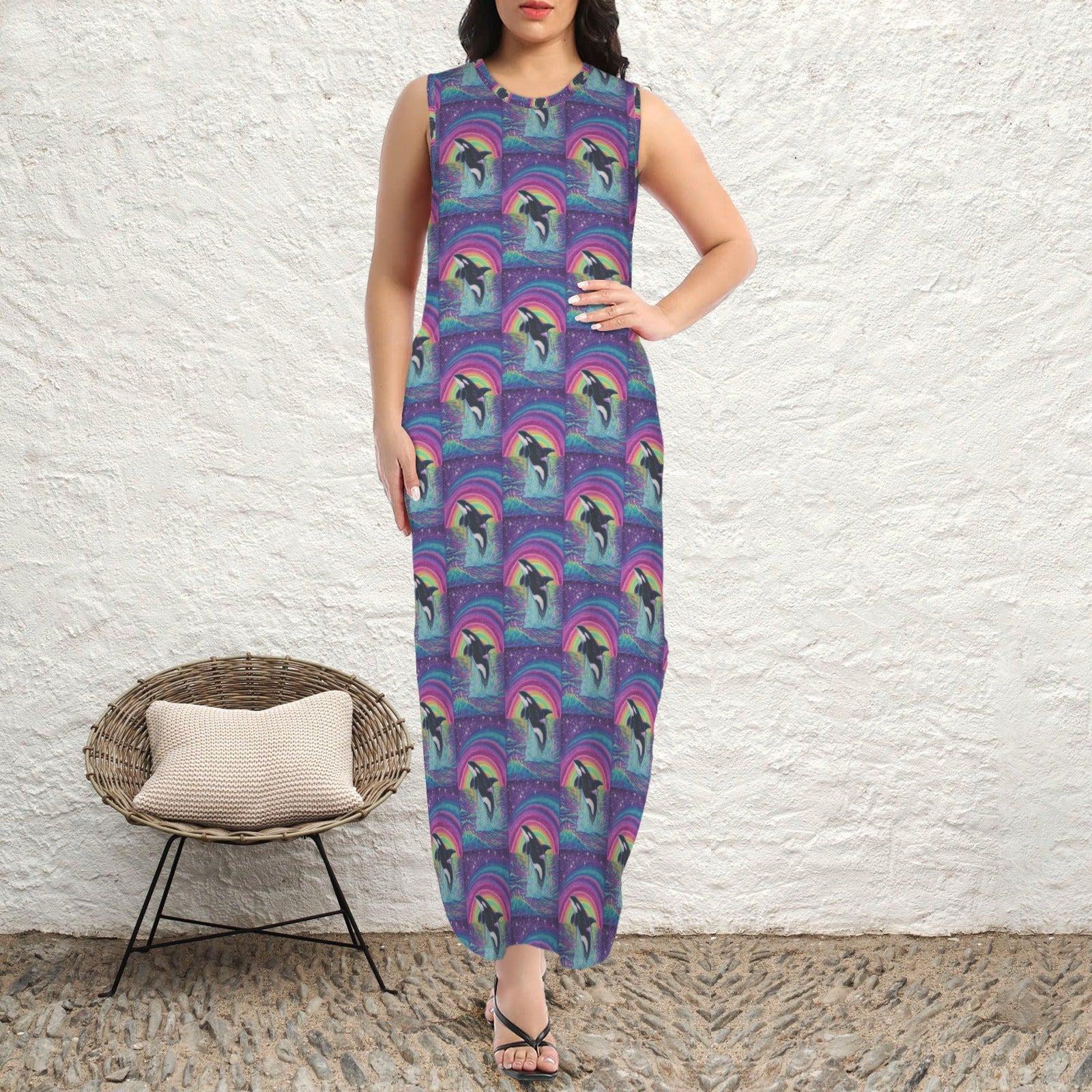 round neck gothic goddess maxi dress 6