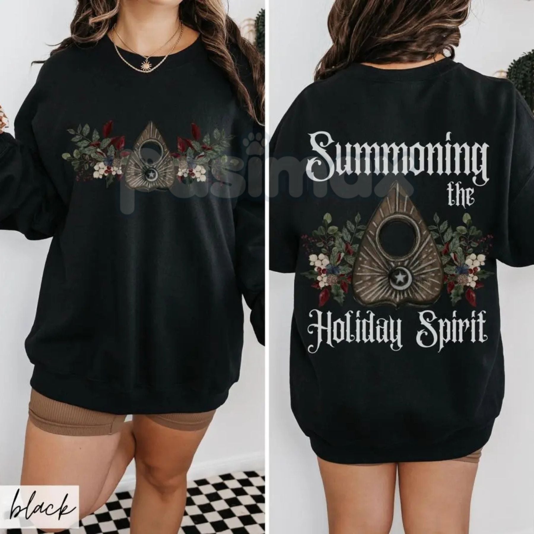 Gothic Cottagecore Holiday Séance Ouija Board Christmas Sweatshirt | Mystical Victorian Jumper | Dark Occult Winter Gift