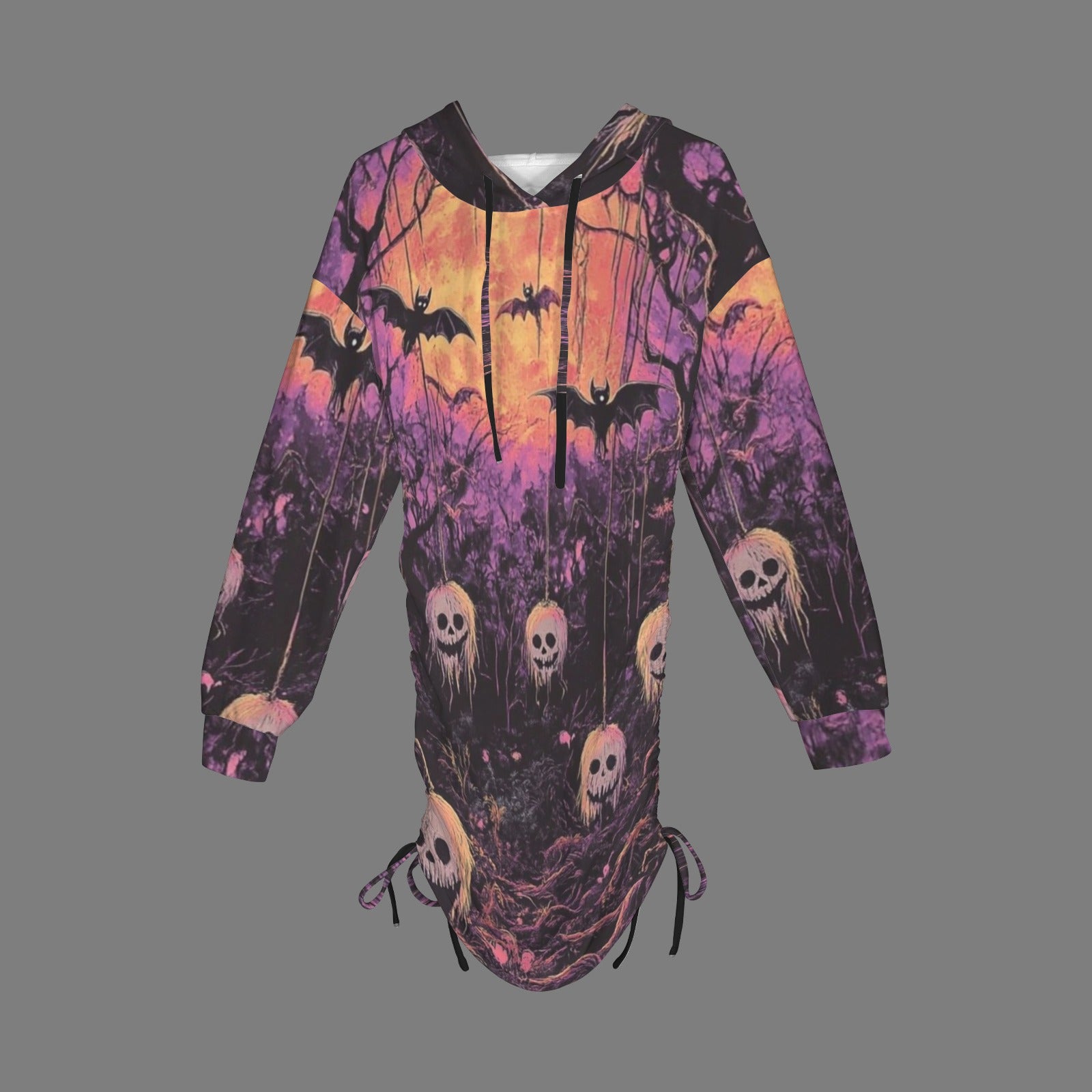 Trippy Graveyard Halloween Gothic Style Hoodie Dress