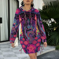 Trippy Rainbow Dragon Goddess Gothic Style Hoodie Dress 2
