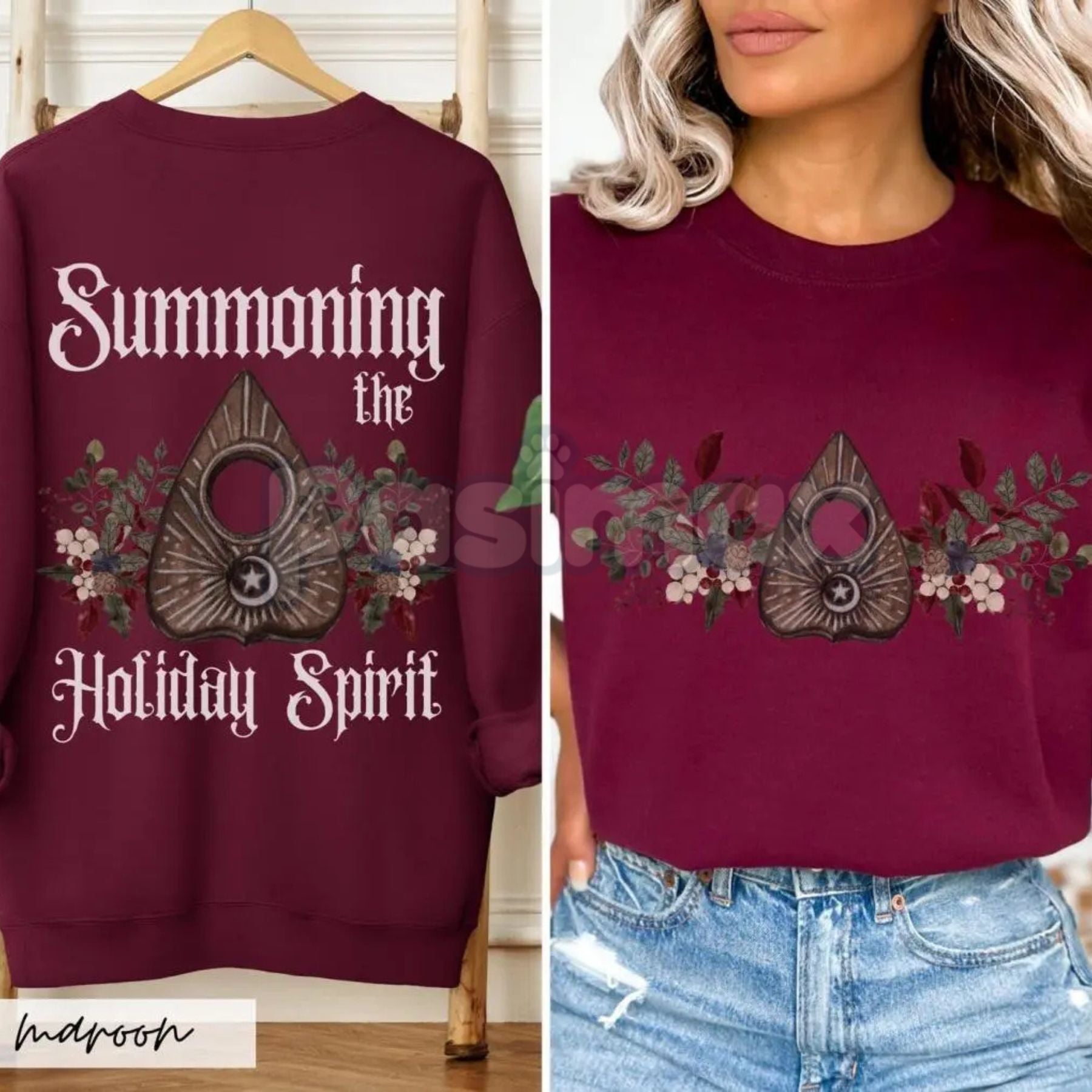 Gothic Cottagecore Holiday Séance Ouija Board Christmas Sweatshirt | Mystical Victorian Jumper | Dark Occult Winter Gift