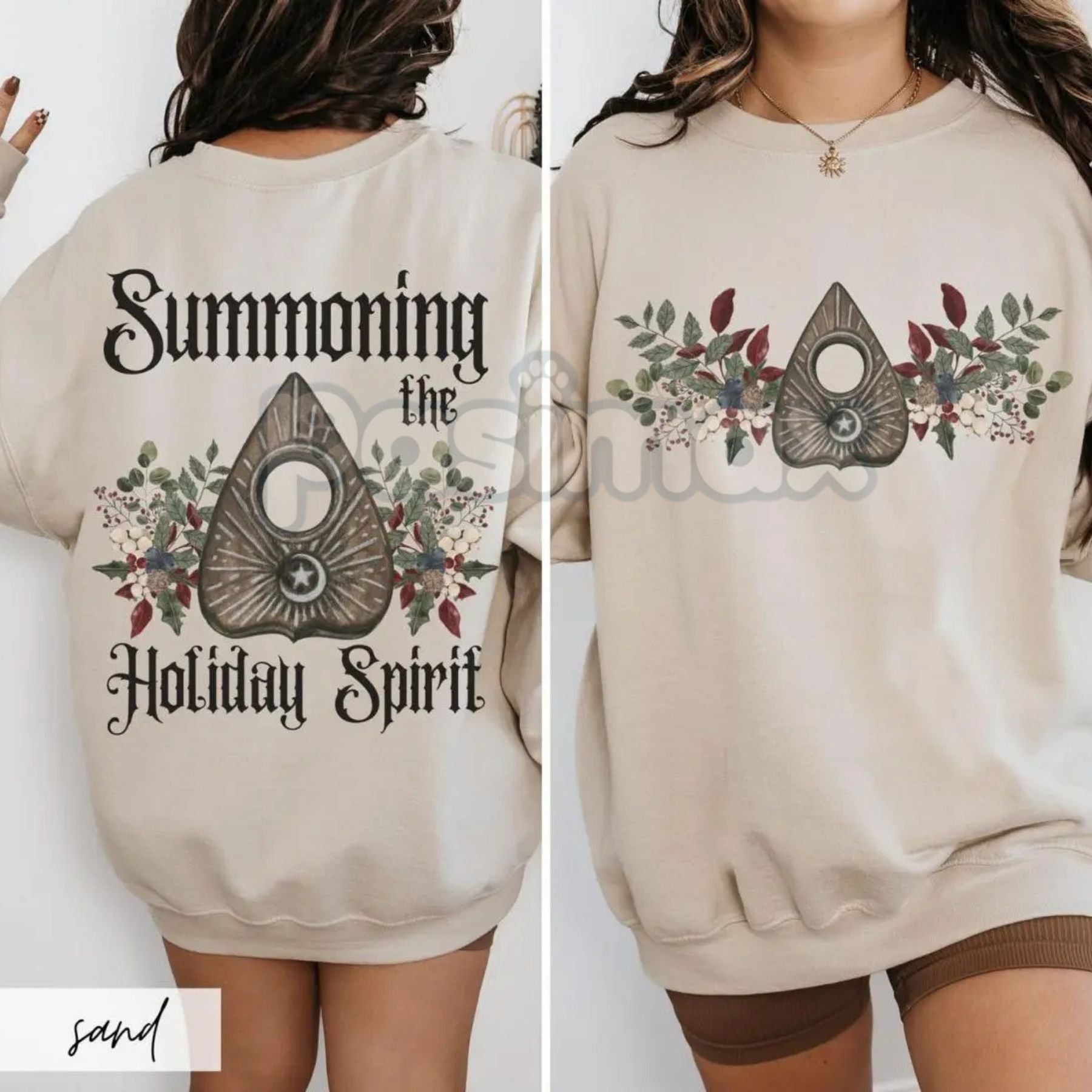 Gothic Cottagecore Holiday Séance Ouija Board Christmas Sweatshirt | Mystical Victorian Jumper | Dark Occult Winter Gift