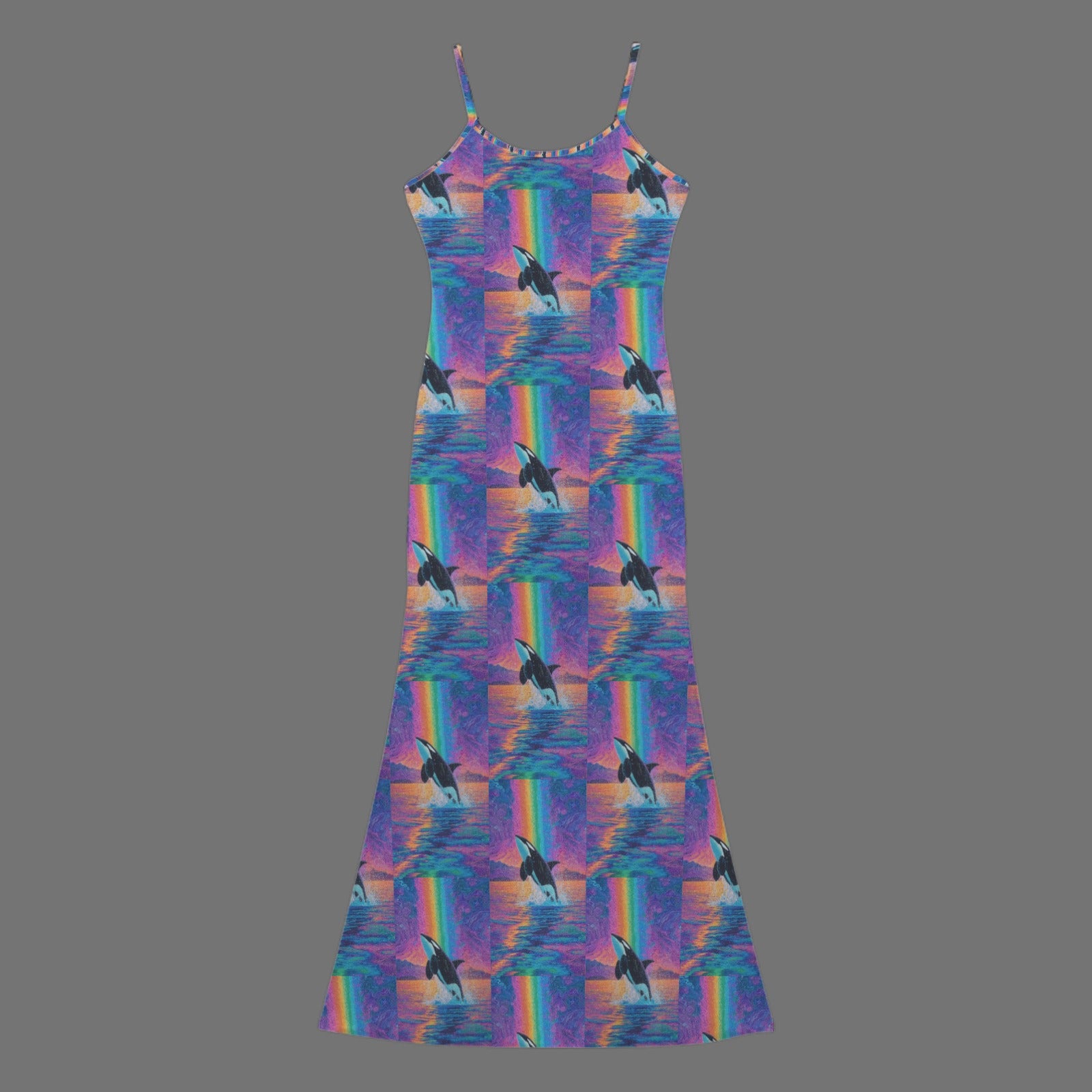 Trippy neon Orcha print long sleevless slip maxi dress