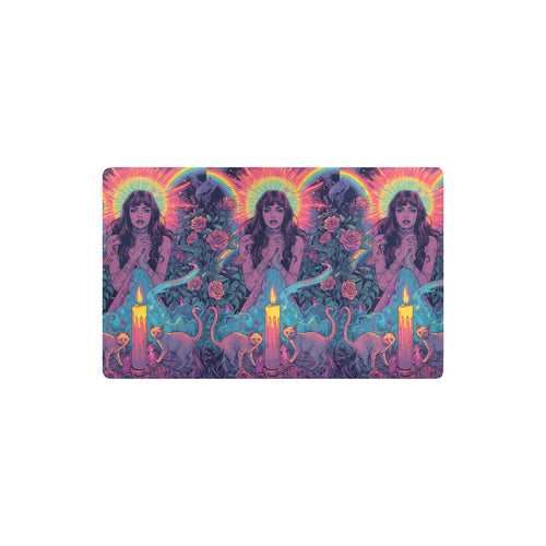“Ultra‑detailed hyper‑saturated rainbow illustration of Lilith with two glowing cats prowling at her feet in a candlelit enchanted garden, rainbow roses exploding in color, floating neon rainbow crystals, rain (12)