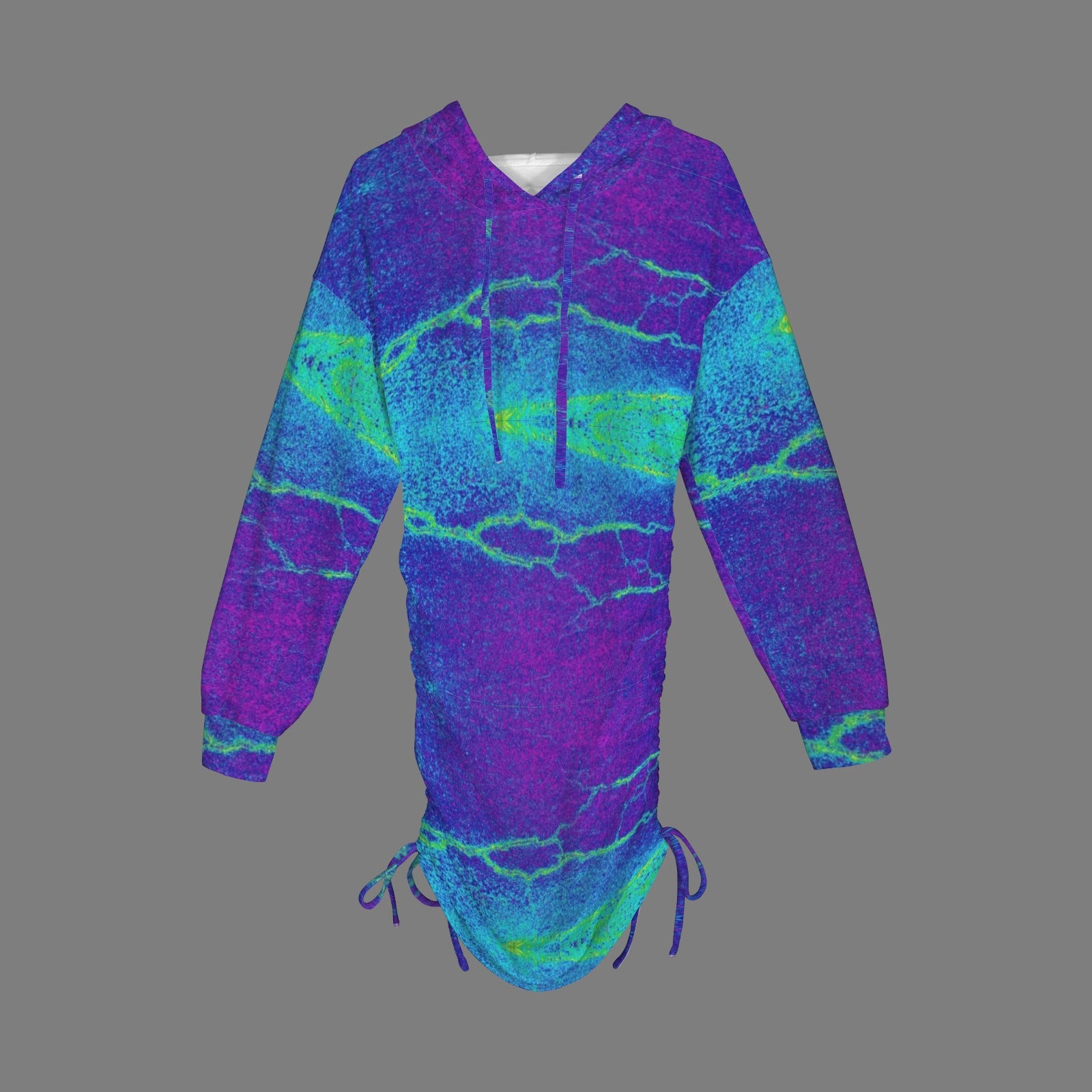 Trippy Blue and Purple Gothic Style Hoodie Dress