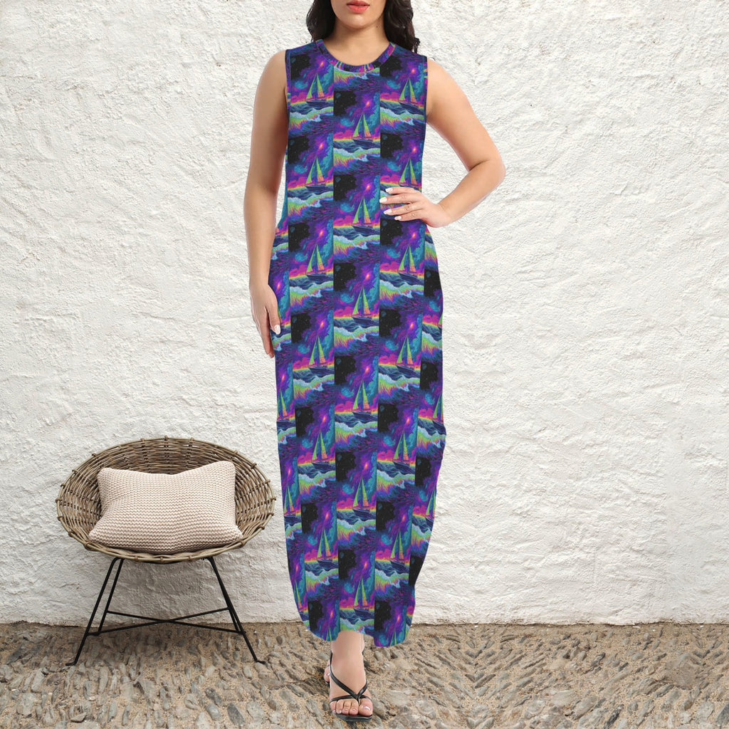 round neck gothic goddess maxi dress 3