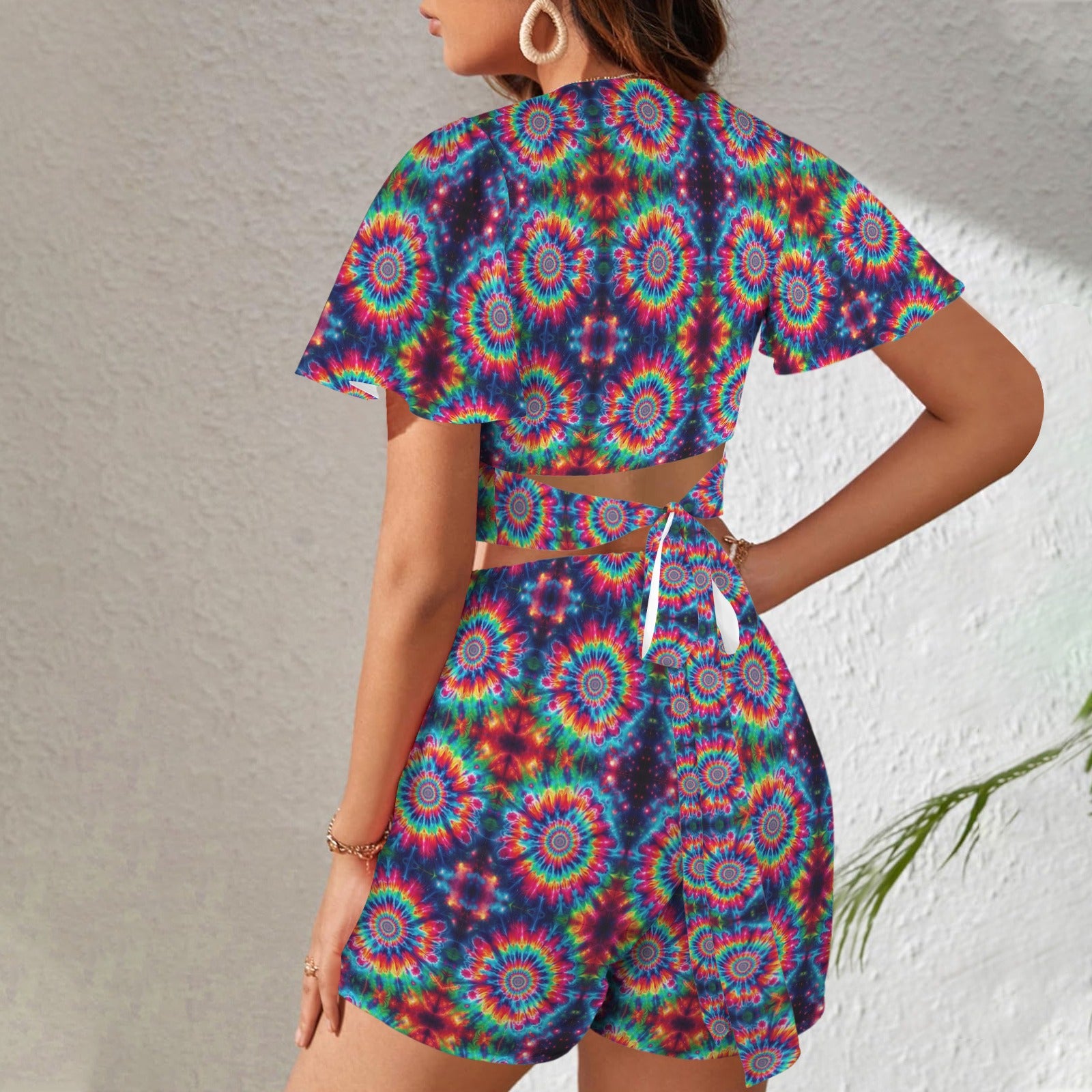 Trippy Tie-Dye 2 peice shorts outfir set