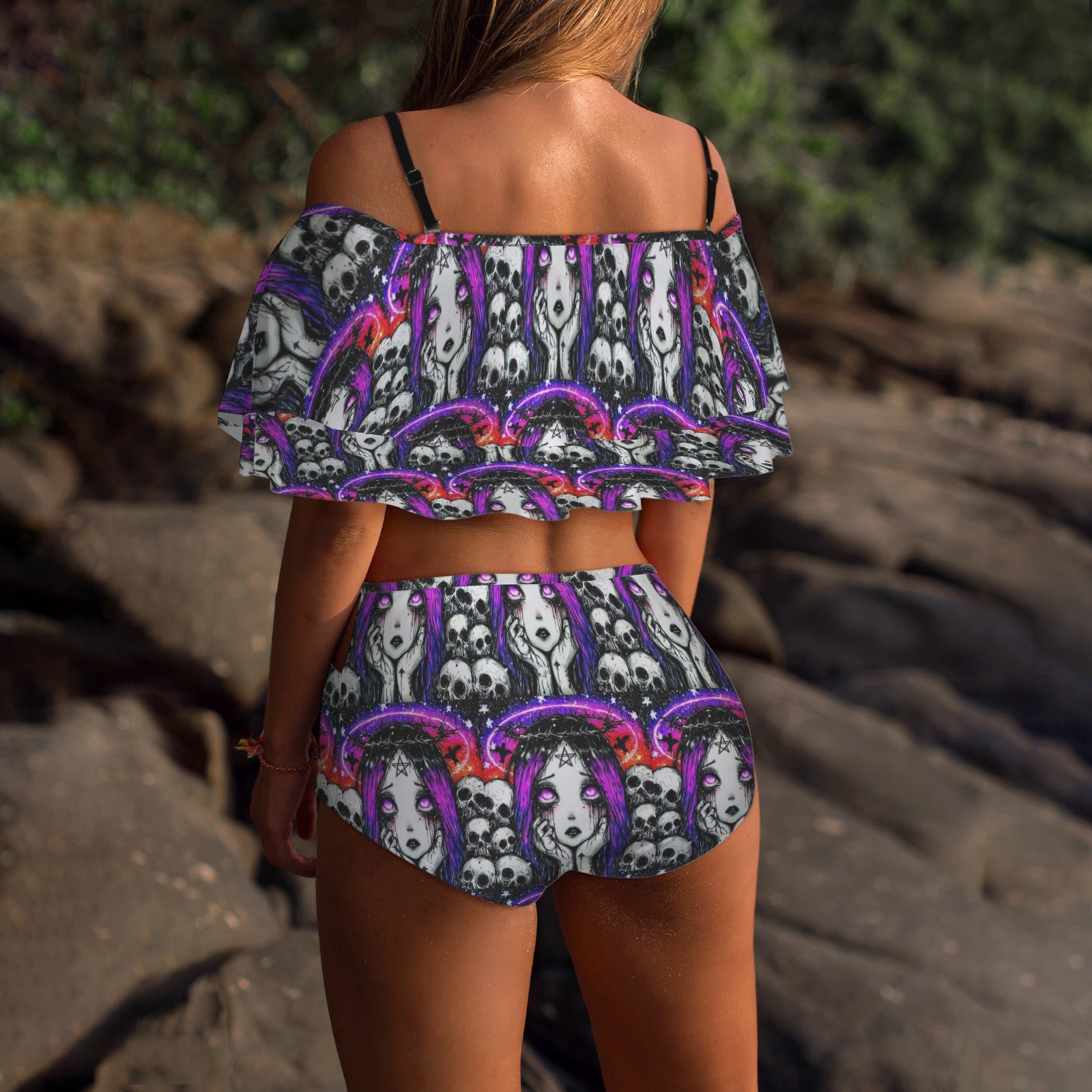 Gothic Witch Print 2 peice swim suit set