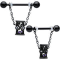 Purple Gem Goth Hourglass Nipple Ring Set14G 5/8