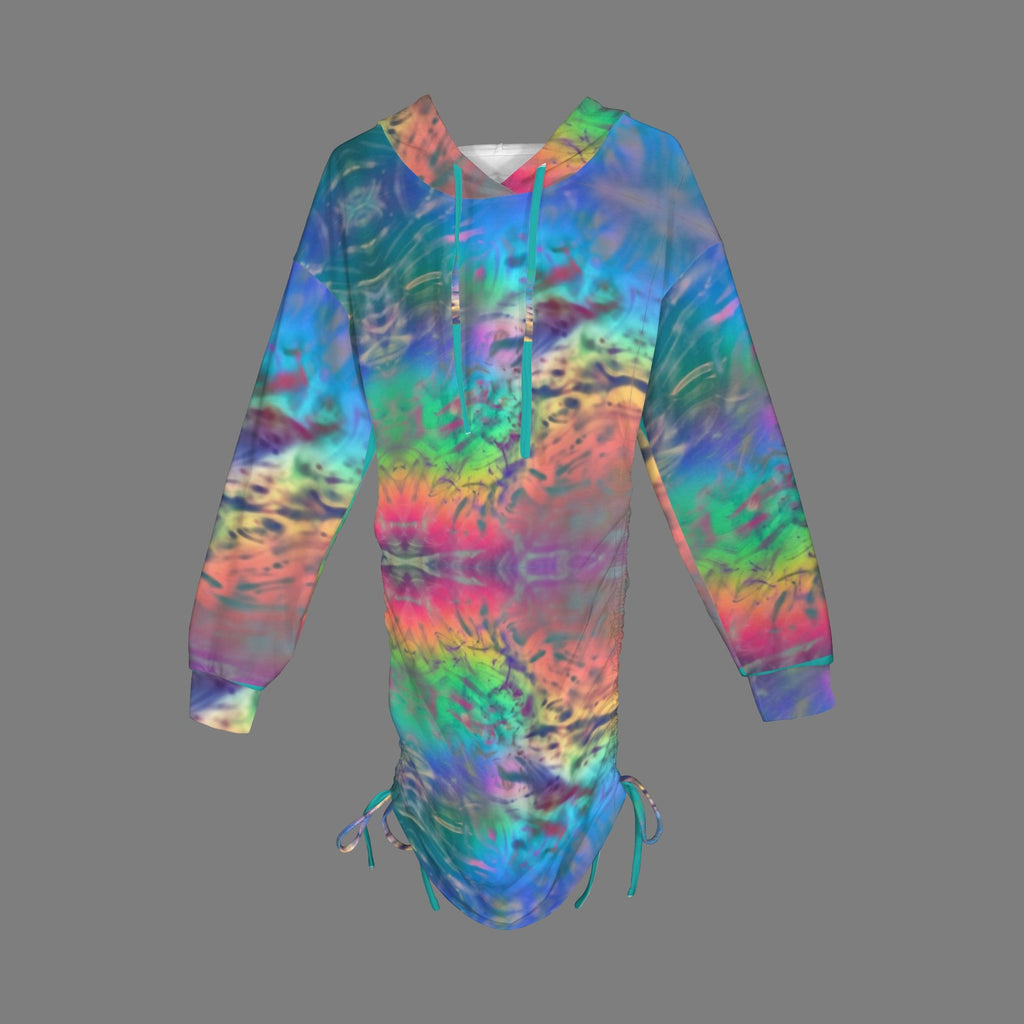 Trippy Rainbow  Gothic Style Hoodie Dress