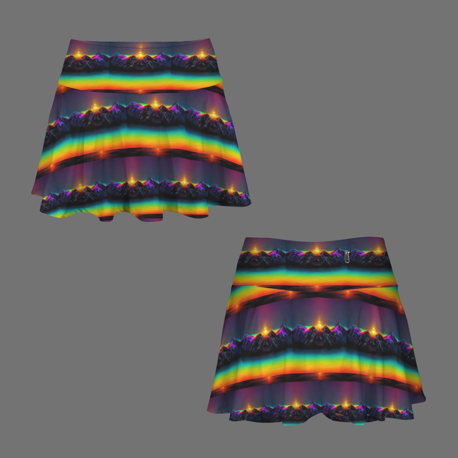 Trippy Cute Pleated Mountain Mini Skort Skirt