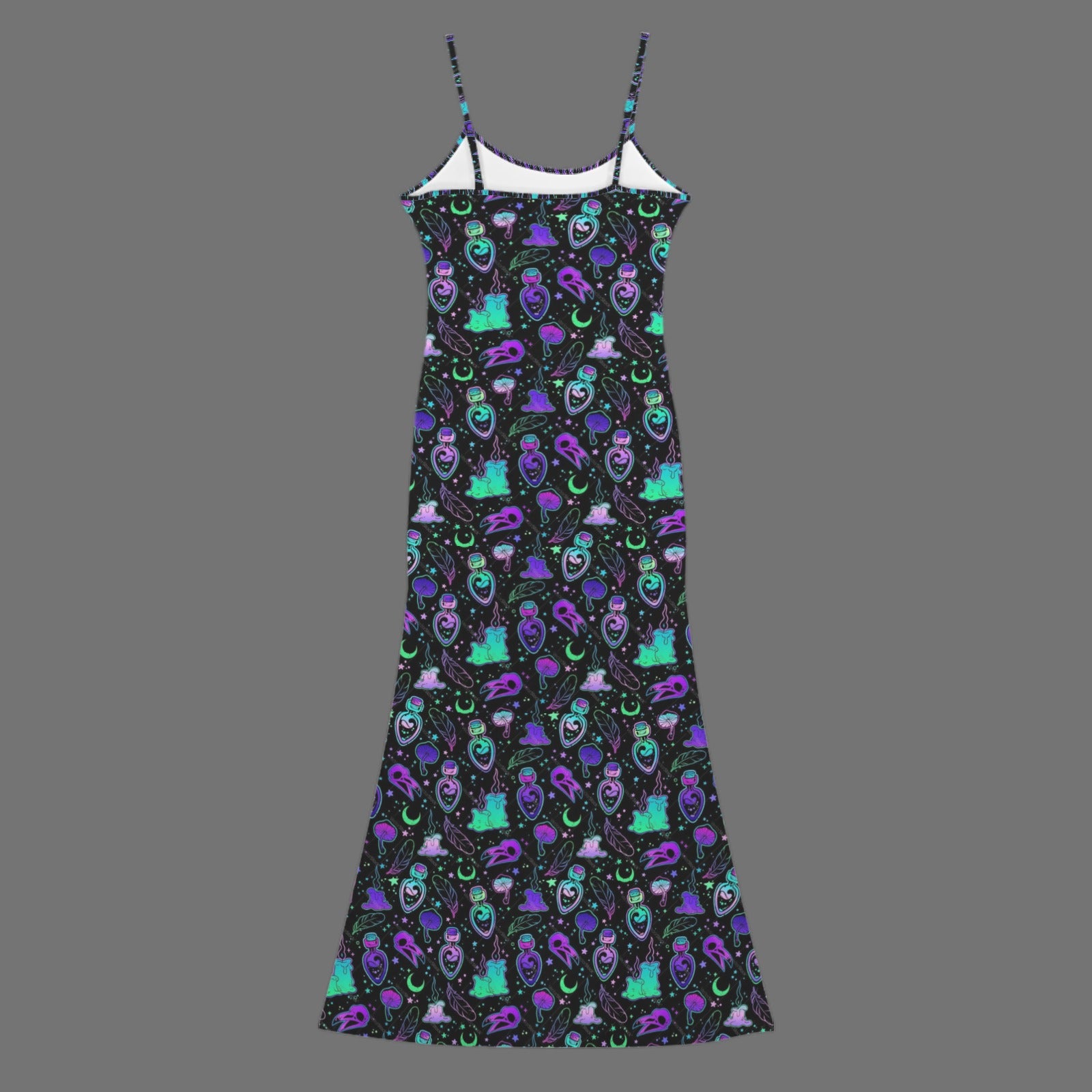 Gothic Witch Potions Print long maxi sleevless dress