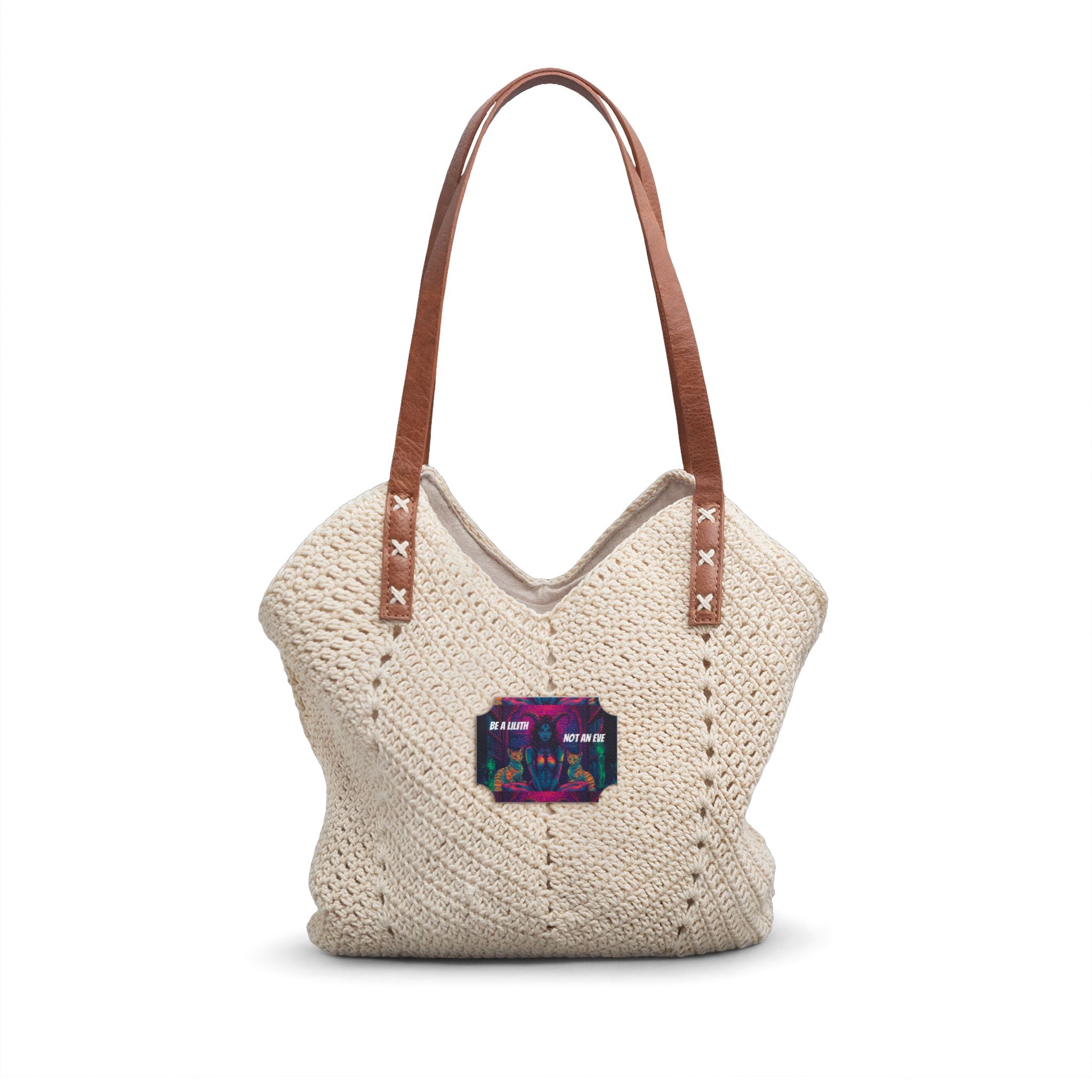 Straw Shoulder Bag — "Be a Lilith Not an Eve" Hobo Purse