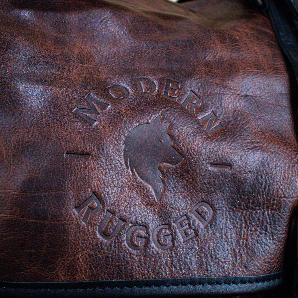 Leather Hide Laptop Bag - Rustic Merlot and Black (Buckles)