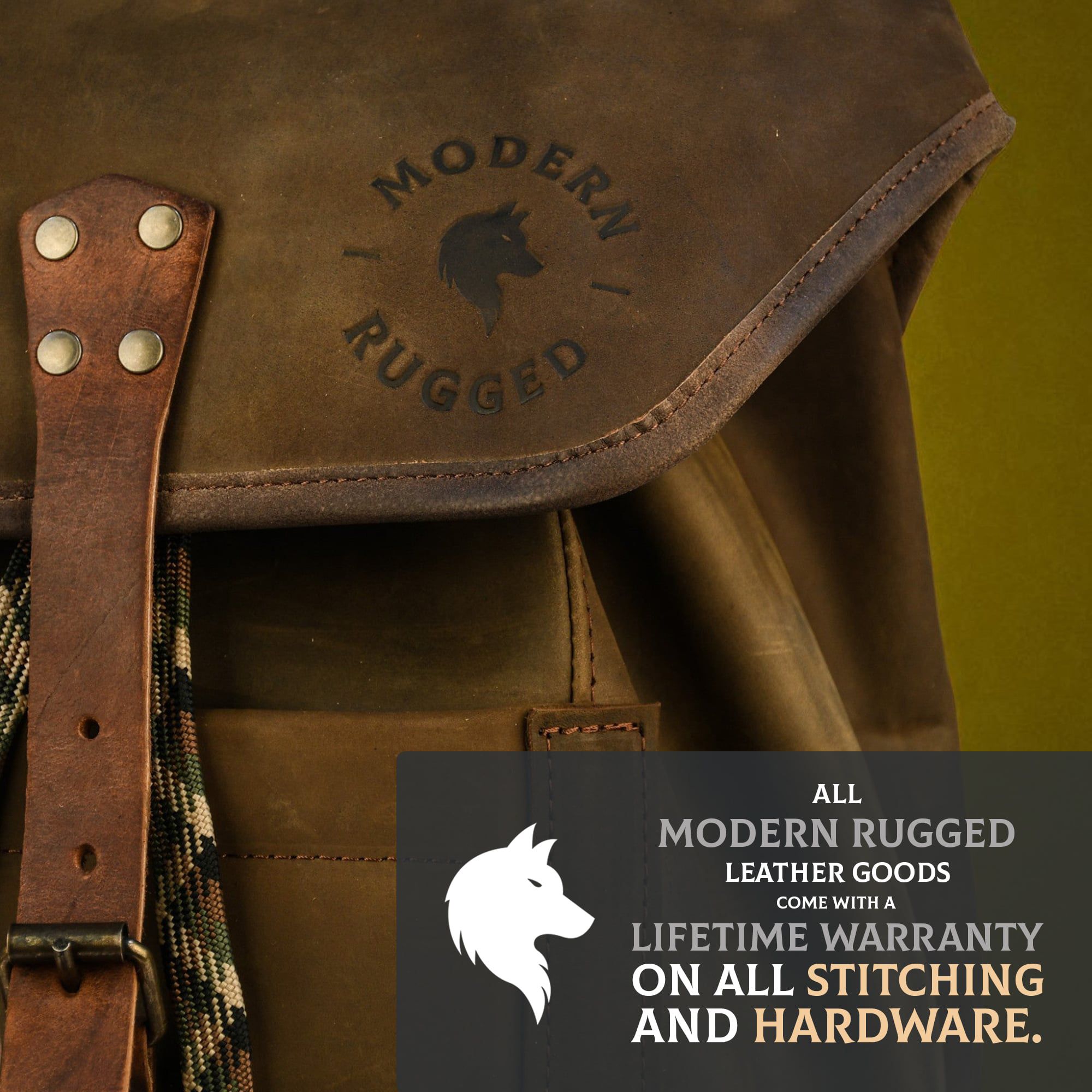 Leather Hide Laptop Bag - Rustic Chestnut and Dark Brown (Buckles)