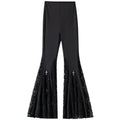 Gothic Black Lace Flare Pants - See-Through Mesh Trousers