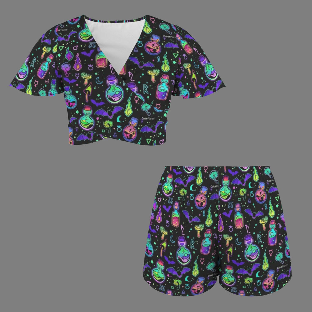 Witches Potions Print 2 Peive Shorts Outfit Set