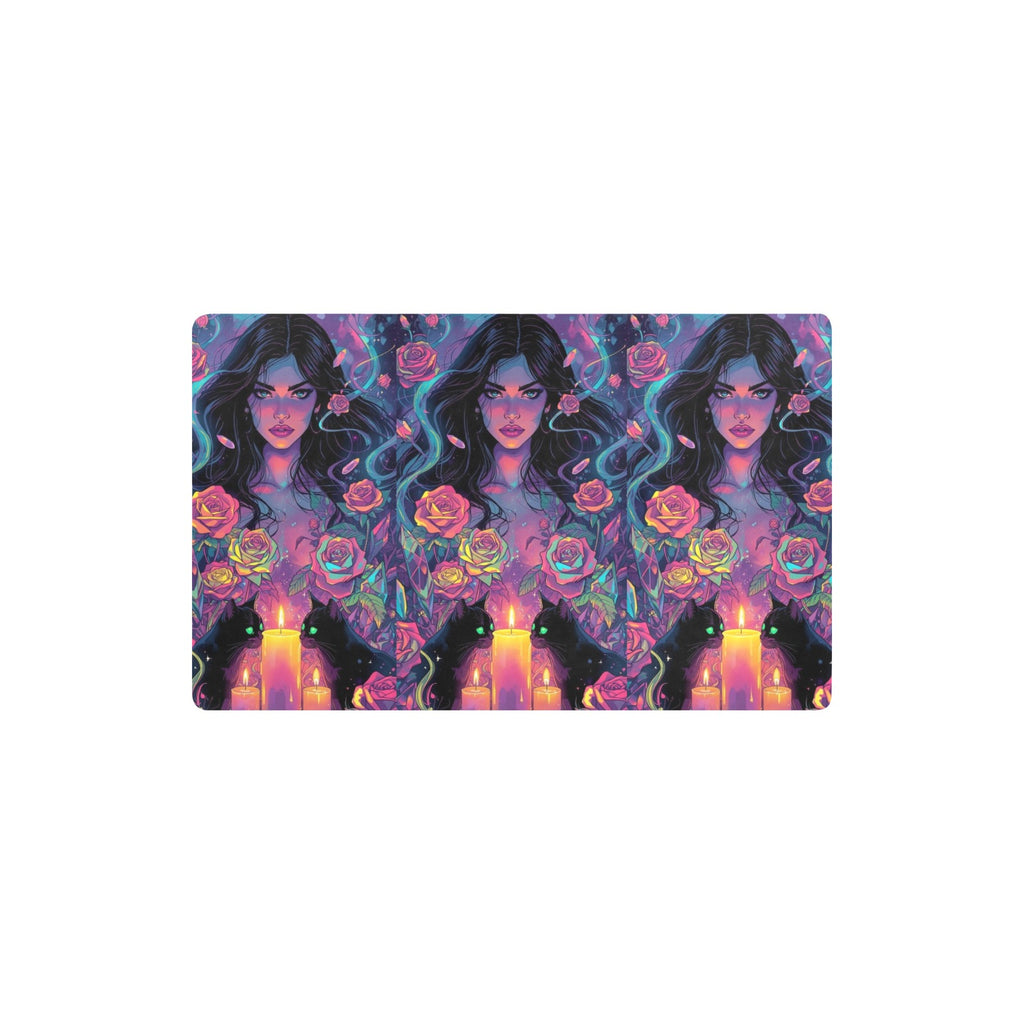 “Ultra‑detailed hyper‑saturated rainbow illustration of Lilith with two glowing cats prowling at her feet in a candlelit enchanted garden, rainbow roses exploding in color, floating neon rainbow crystals, rain (23)