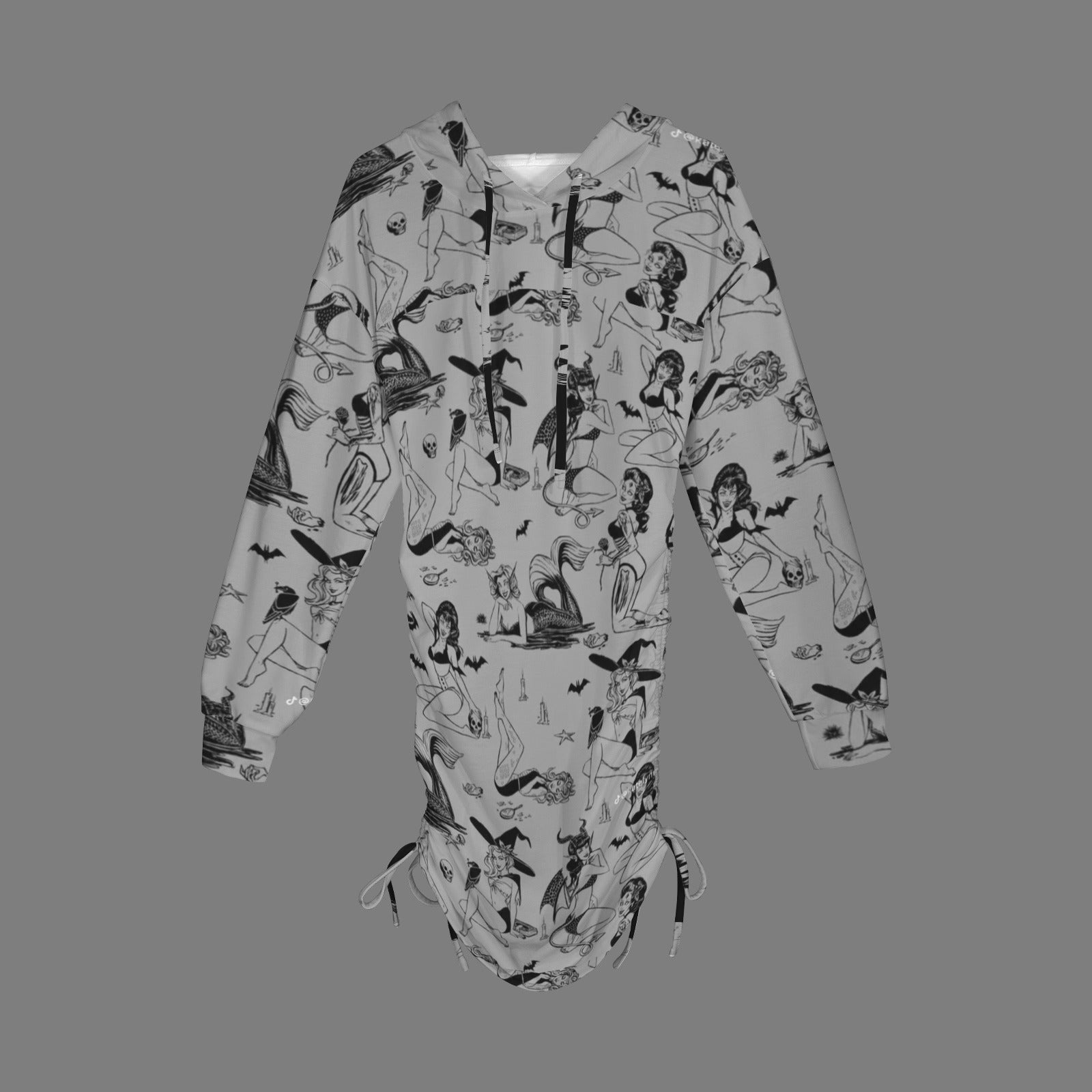 Witchy Pinup Goddess Gothic Style Hoodie Dress