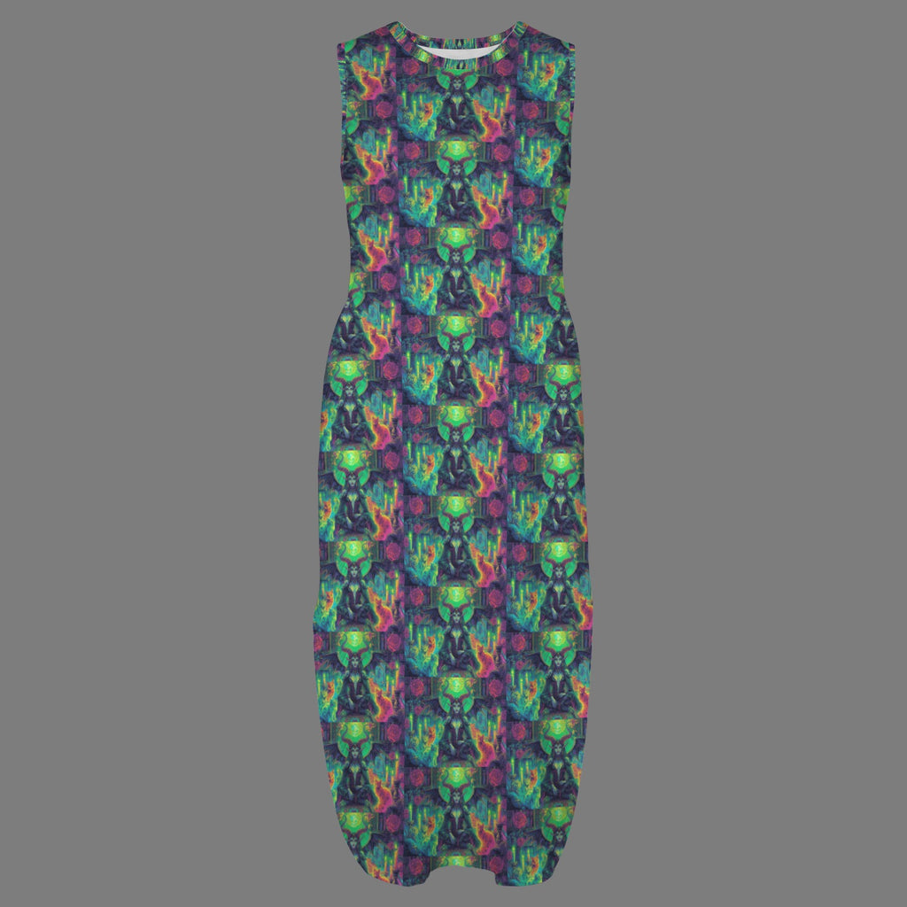 round neck gothic goddess maxi dress 2