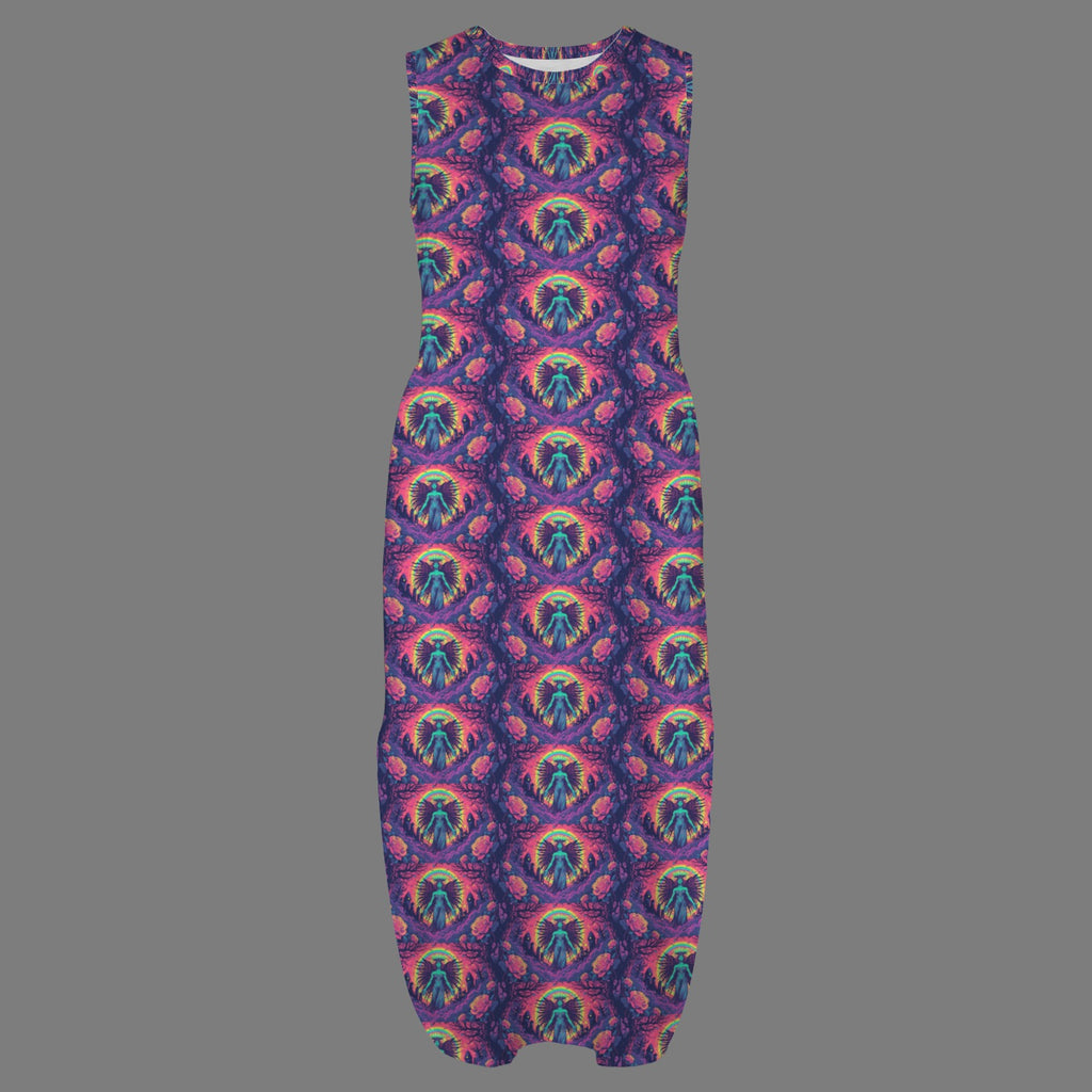 round neck gothic goddess maxi dress 9