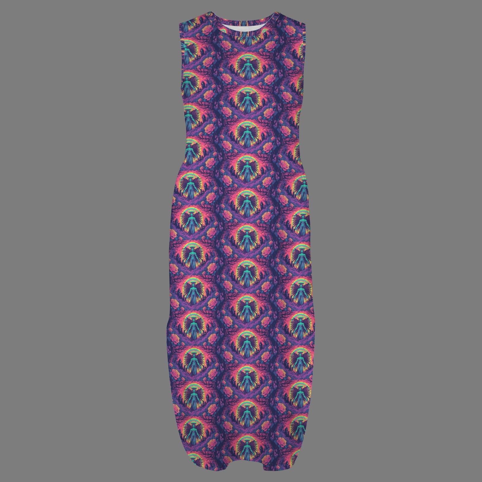 round neck gothic goddess maxi dress 9