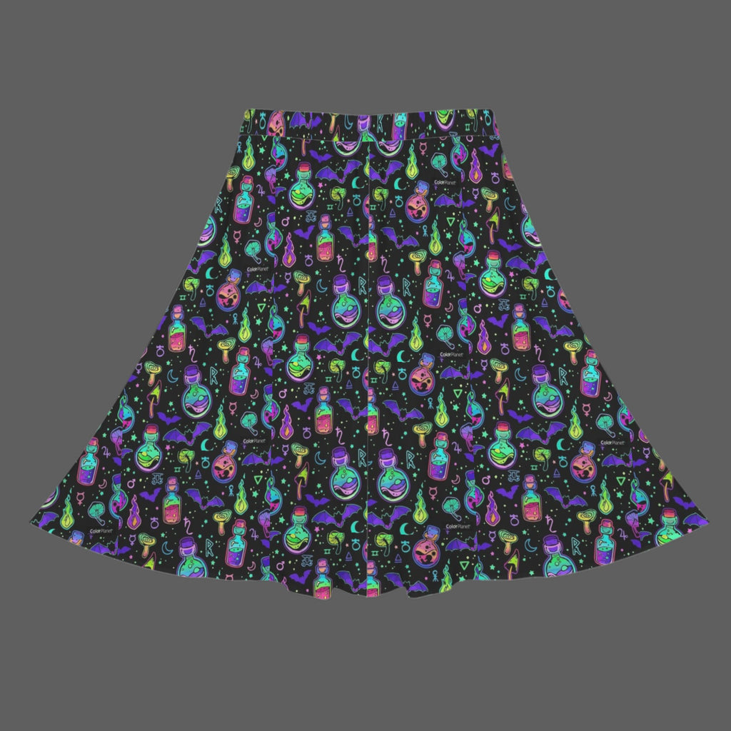 Gothic Witches Potion Print Maxi Skirt