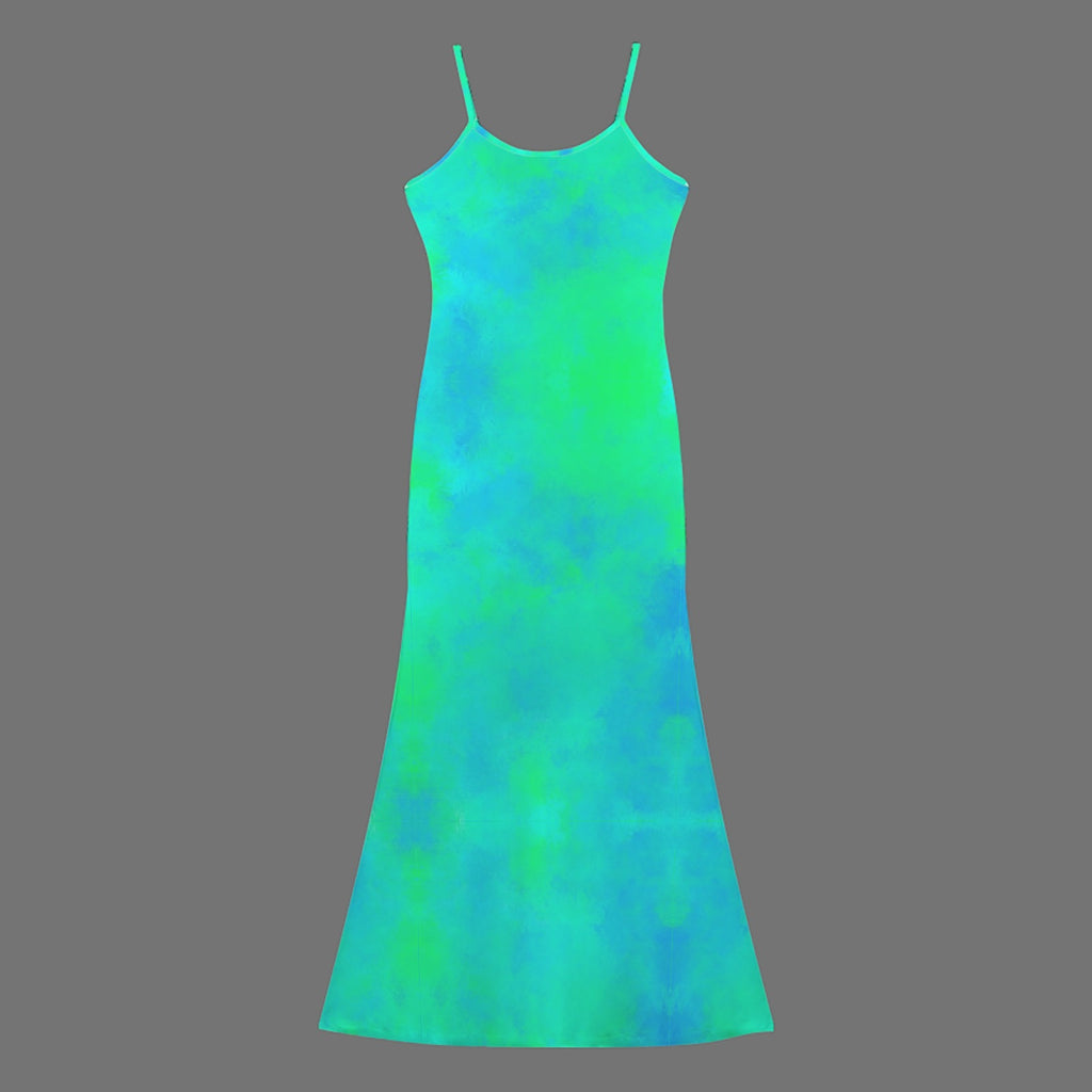 Colorful Trippy print long sleevless slip maxi dress
