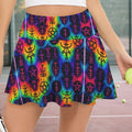 Trippy Gothic Rune Witch Print Pleated Mini Skort