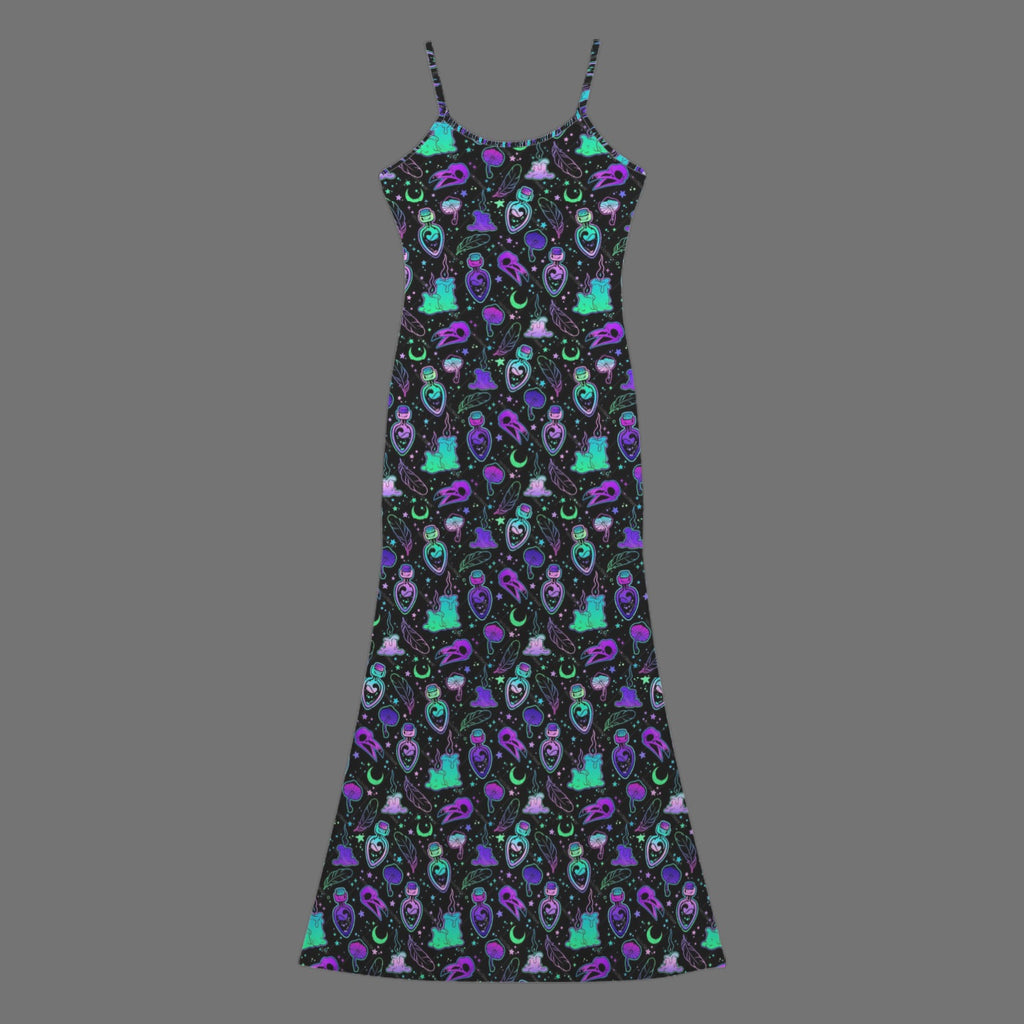 Gothic Witch Potions Print long maxi sleevless dress