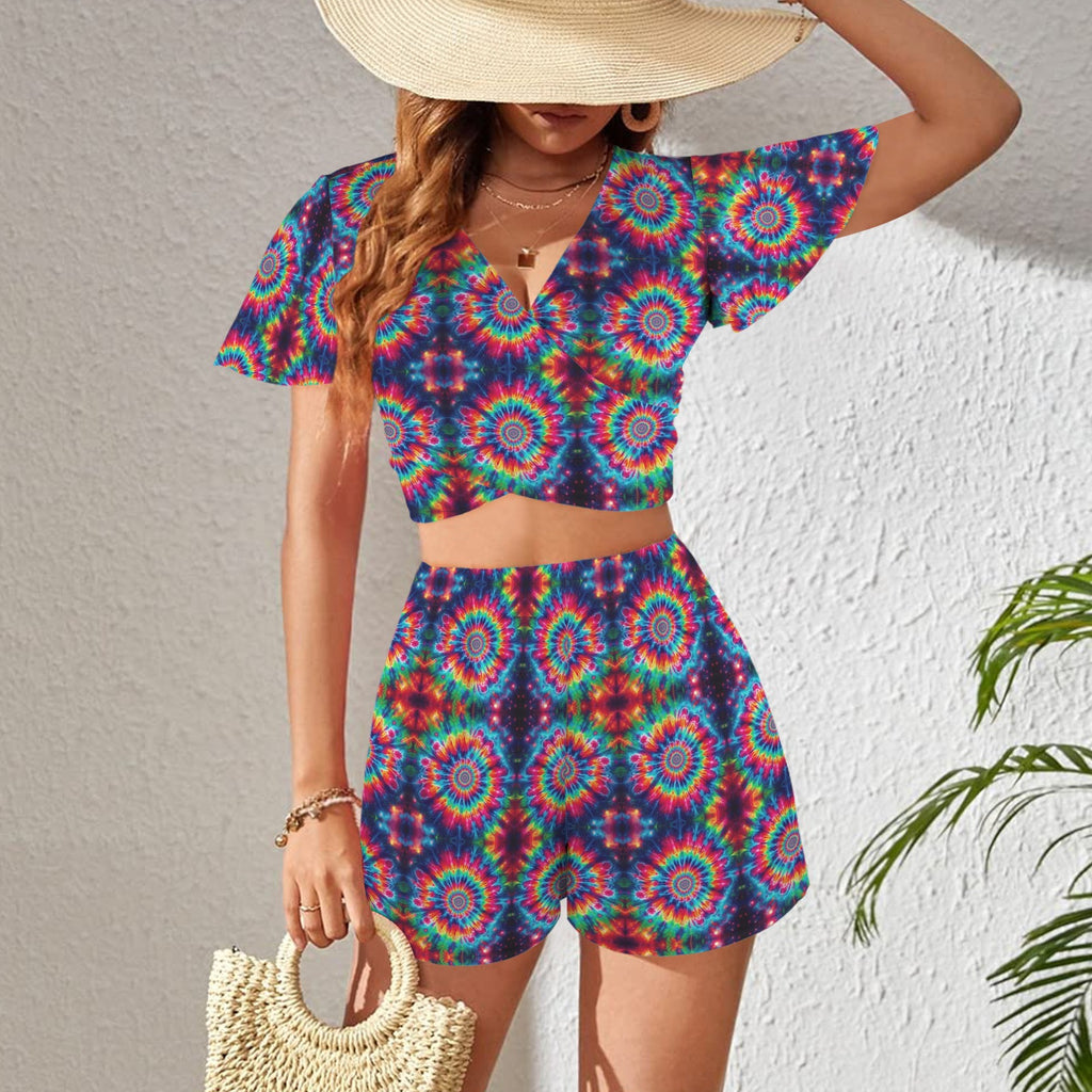 Trippy Tie-Dye 2 peice shorts outfir set