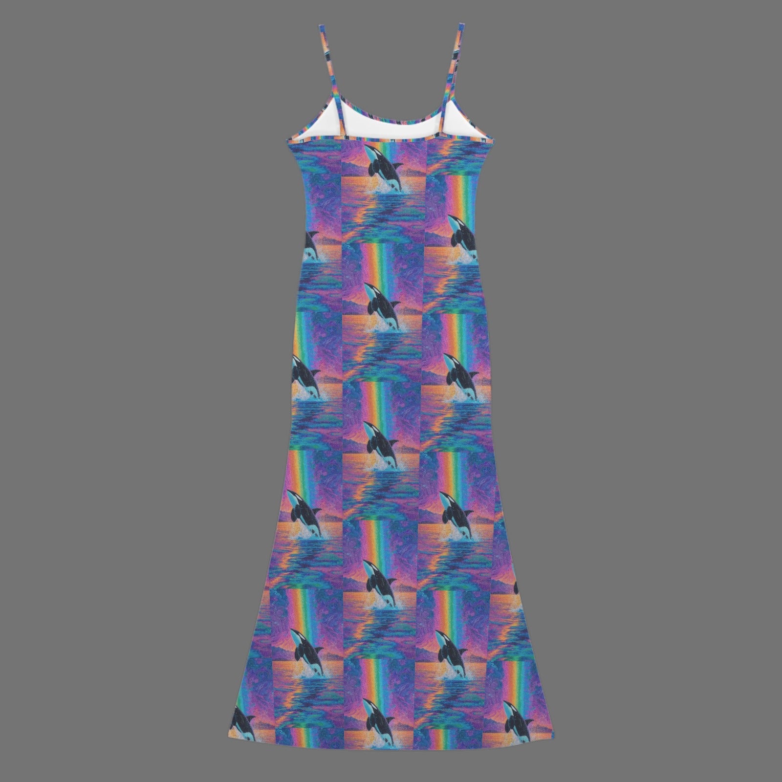 Trippy neon Orcha print long sleevless slip maxi dress