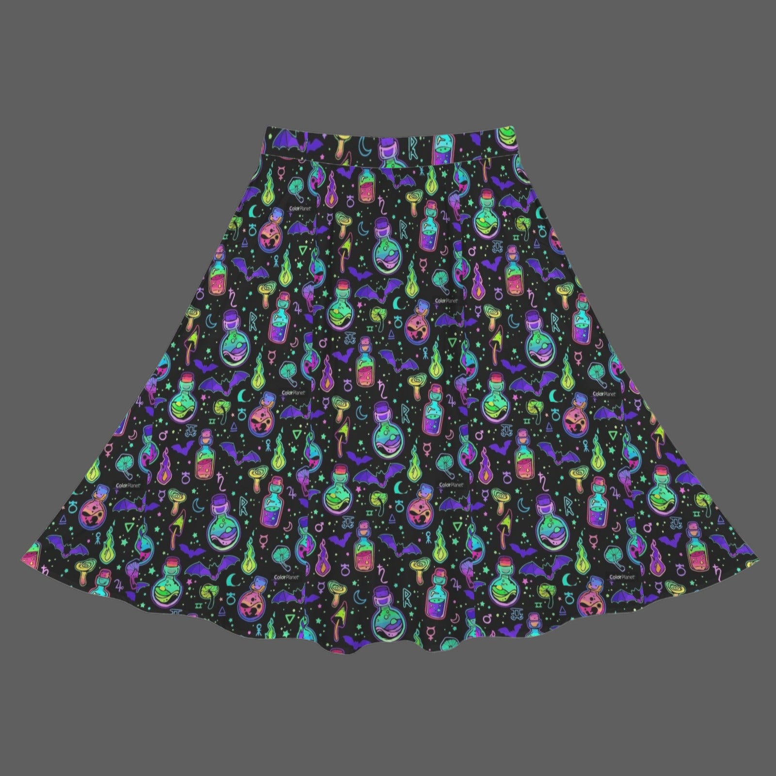 Gothic Witches Potion Print Maxi Skirt