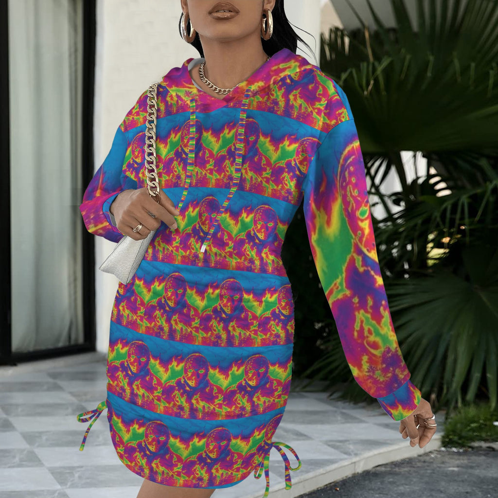 Trippy Rainbow Jason Killer Gothic Style Hoodie Dress