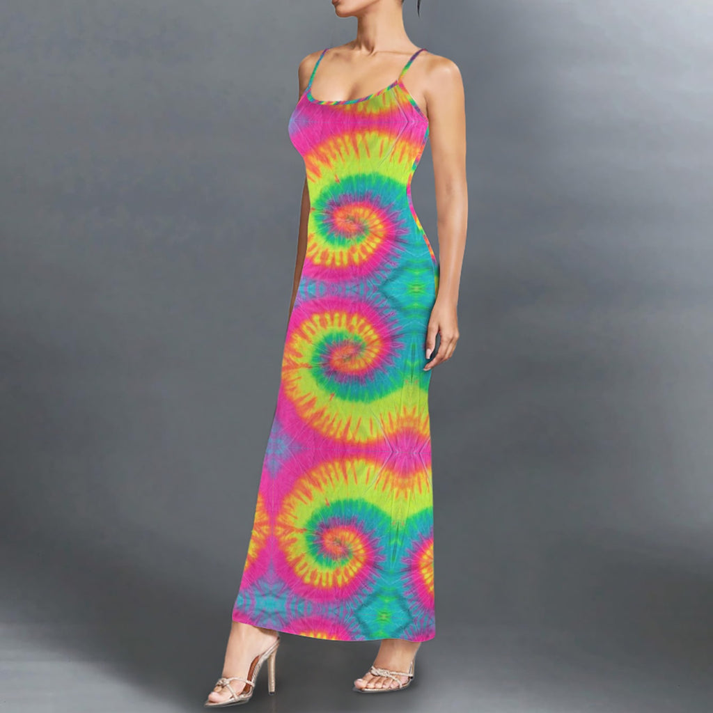 Trippy Tie=Dye long sleevless maxi dress