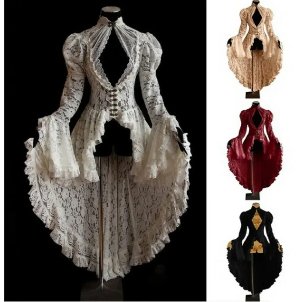 Gothic Lace Renaissance Dress – Vintage Medieval Cosplay