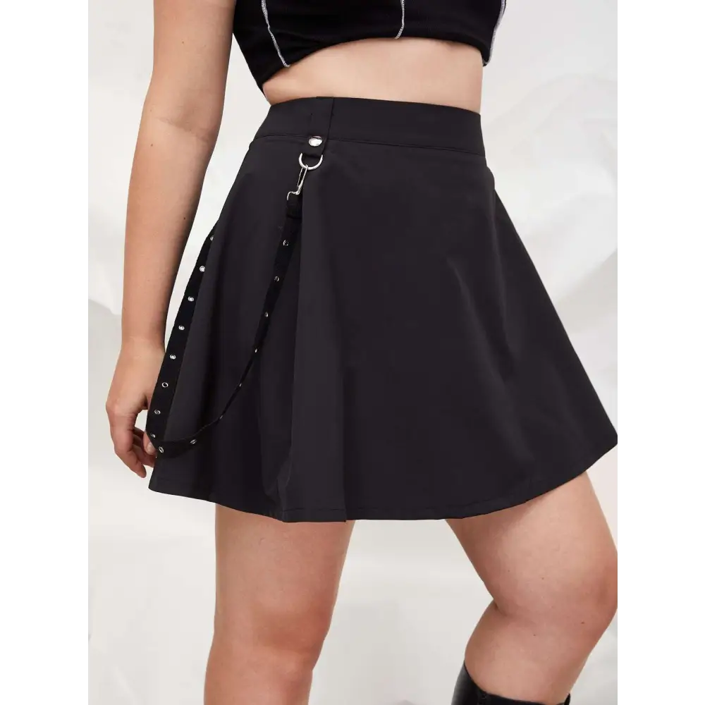 Gothic Pleated Short Skirt with Straps and Hardware