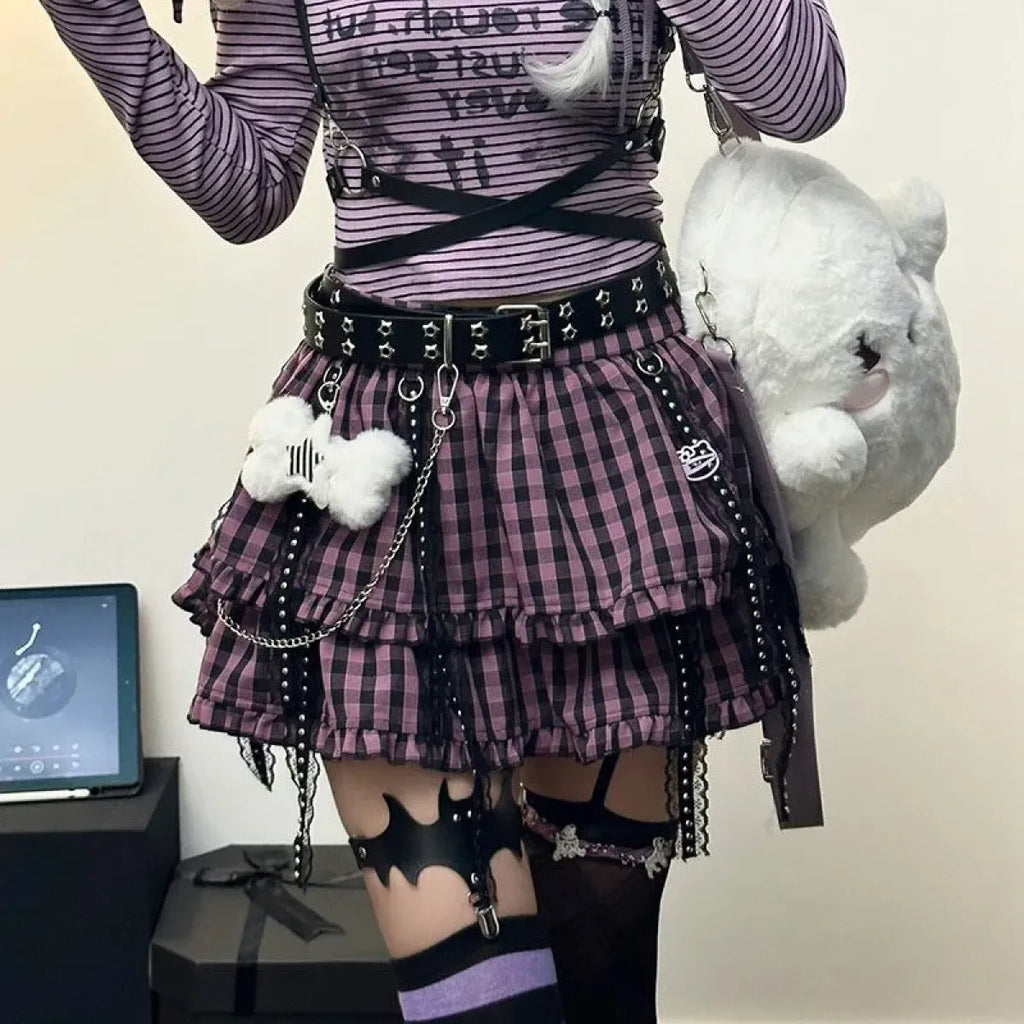 Plaid Layered Skirt – Harajuku Punk Gothic Lolita Style